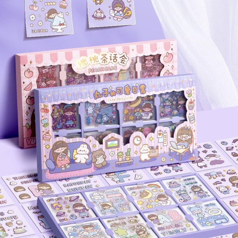 Sticker 200 tấm miếng dán trang trí Chống thấm nước Phong cách Hàn Quốc dễ thương