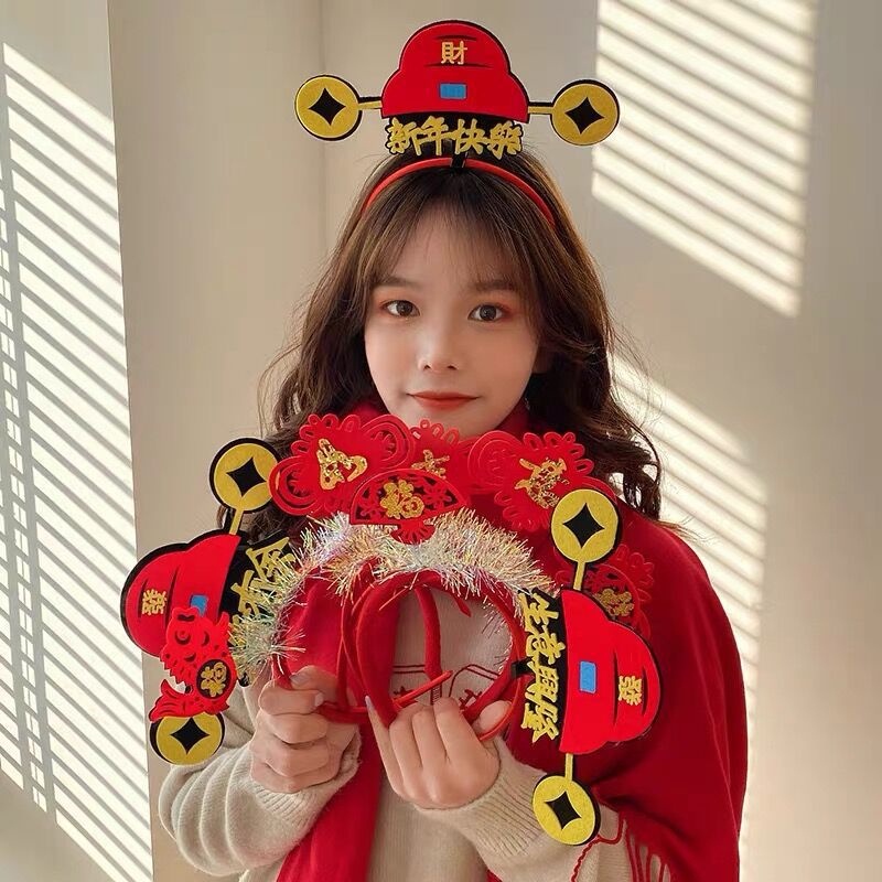 Băng Đô Màu Đỏ Phong Cách Trung Hoa Mừng Năm Mới