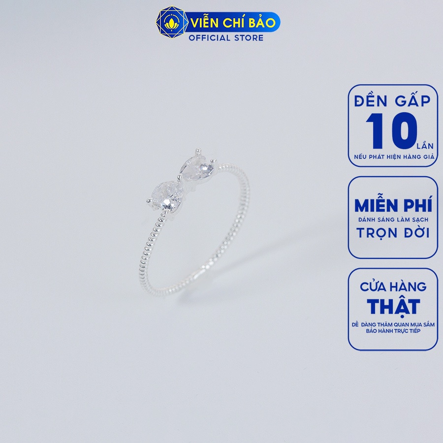 Nhẫn bạc nữ nơ xoắn đá trắng chất liệu bạc 925 thời trang phụ kiện trang sức nữ Viễn Chí Bảo N400882