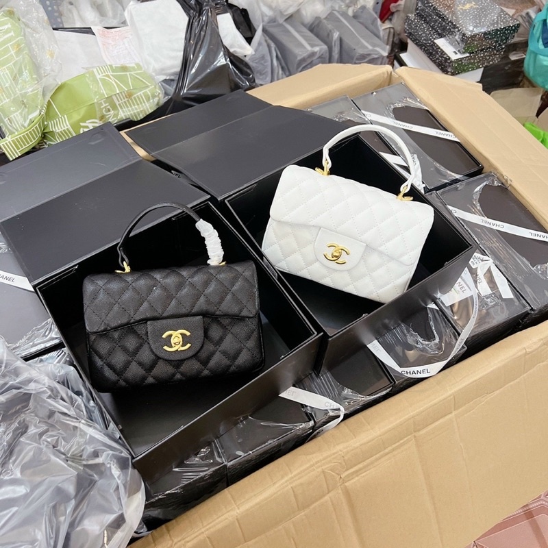 Túi xách cnl ô trám da hạt full box ảnh thật