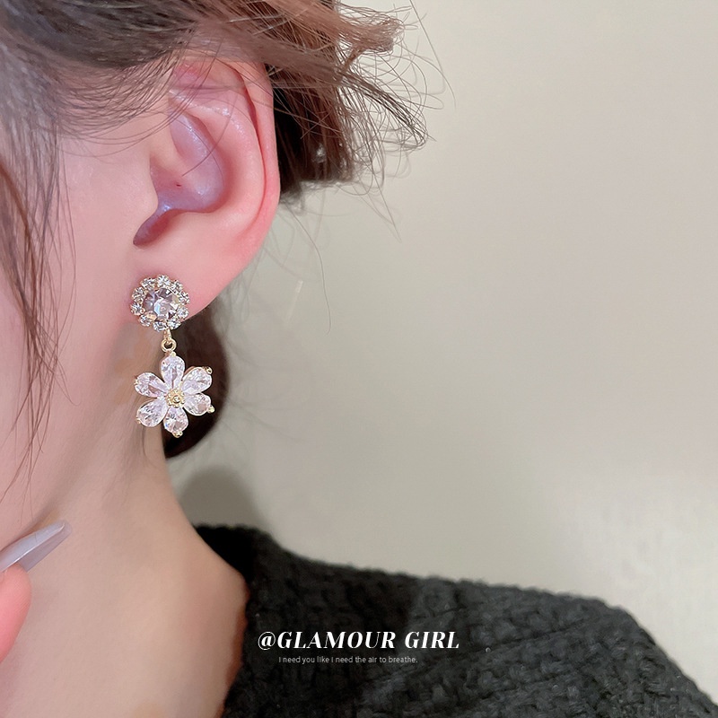 Bông Tai Hình Tròn Đính Đá Zircon Phong Cách Hàn Quốc Sang Trọng Thời Trang Cao Cấp
