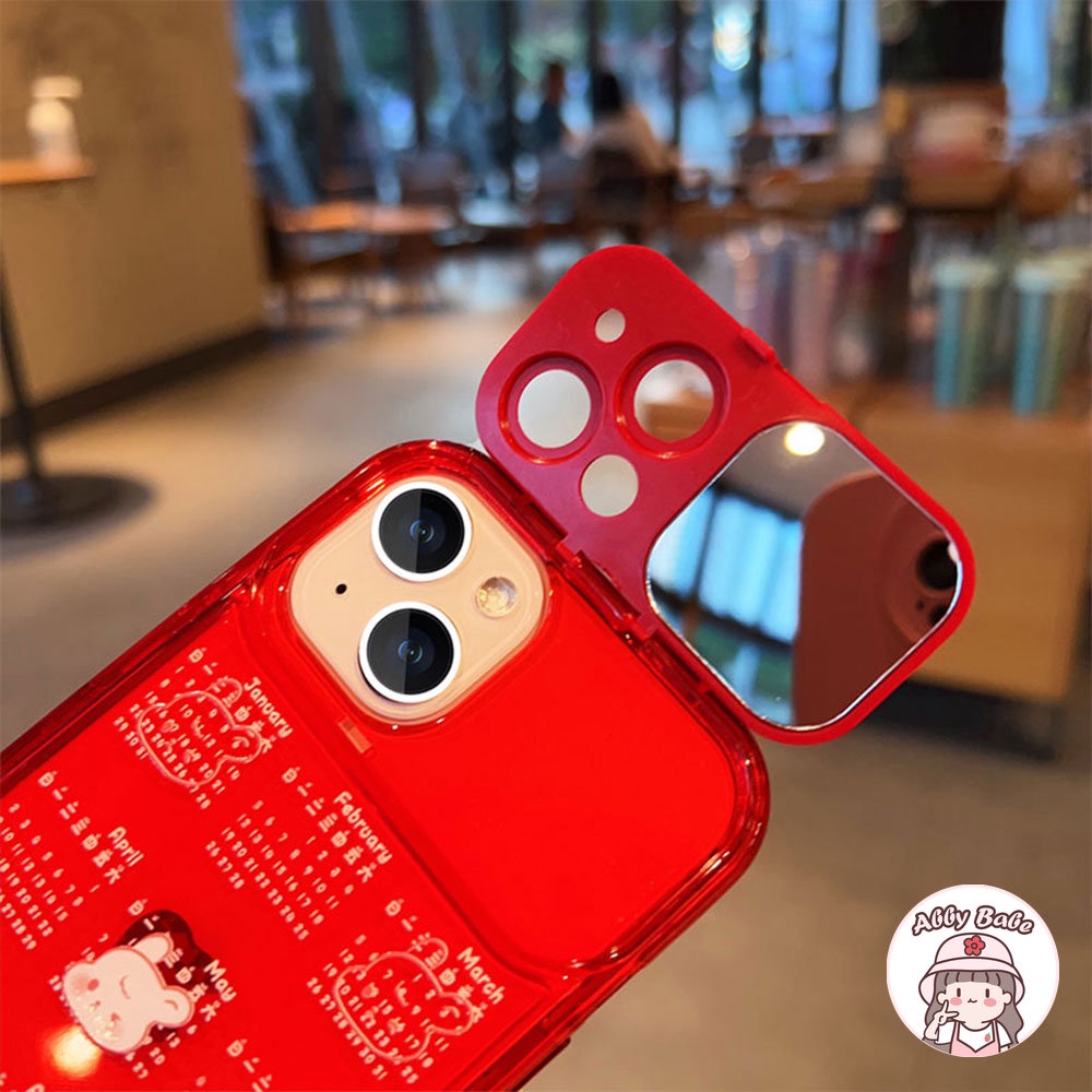 Ốp Điện Thoại TPU Mềm Tích Hợp Gương Trang Điểm Năm Mới Cho IPhone 14 Pro Max 11 7Plus 13 12 11 Pro Max X XS