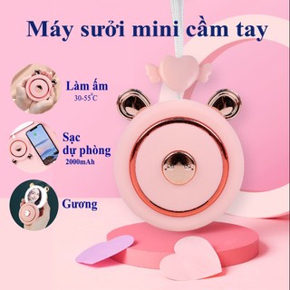 Máy sưởi ấm mini cầm tay tích hợp gương soi làm ấm nhanh nhỏ gọn