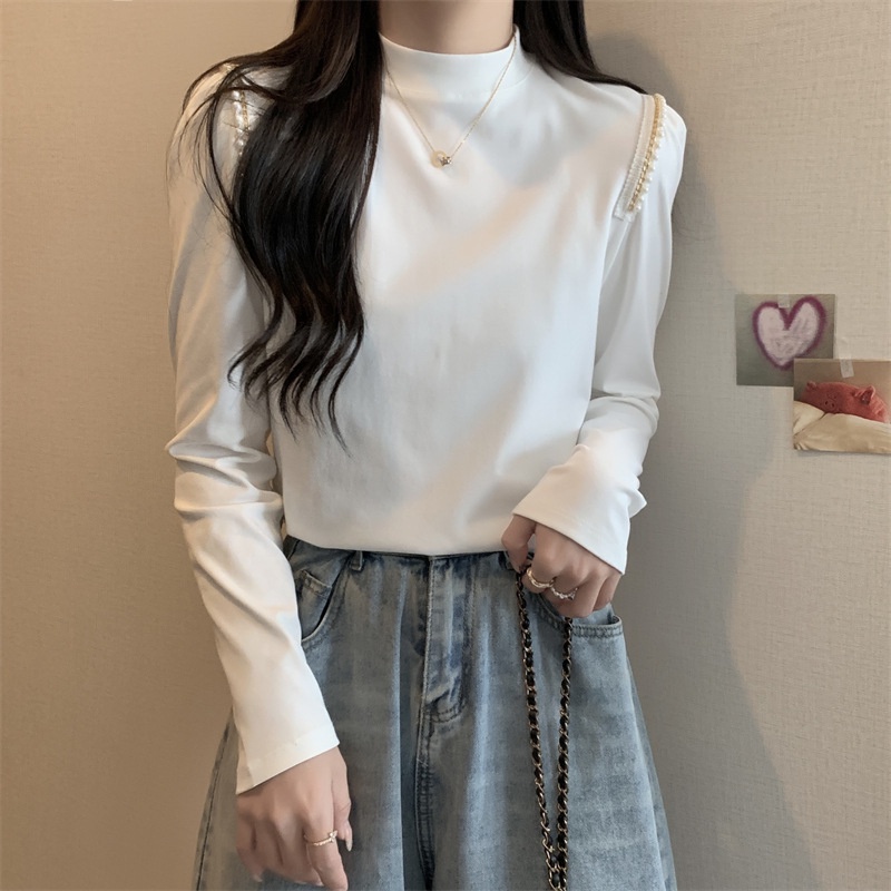 IELGY  IELGY  Áo Sơ Mi Nữ niche Có Thiết Kế Ngọc Trai