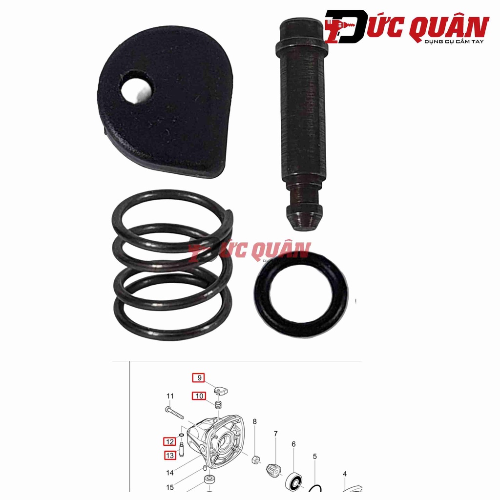 Bộ chốt khóa lưỡi máy DGA404, DGA408, DGA413, DGA414 Makita 417771-6-B