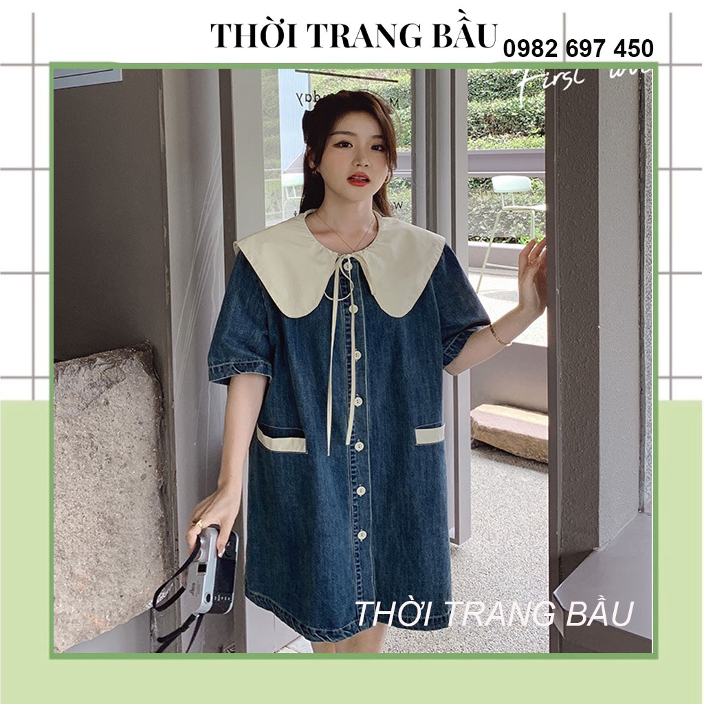[thoitrangbau1 V211] VÁY BẦU CHẤT BÒ ĐẸP LOẠI 1-ĐẦM BẦU SIÊU XINH THIẾT KẾ DÁNG XUÔNG CỔ SEN TRẮNG BUỘC NƠ DỰ TIÊC,CHƠI