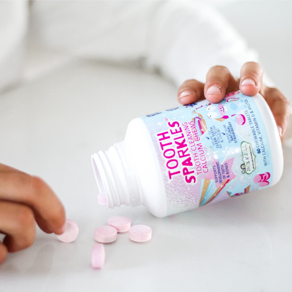 Viên nhai làm sạch răng, bổ sung vitamin D & canxi, Viên kẹo nhai làm sạch răng Jack Jill cho trẻ em