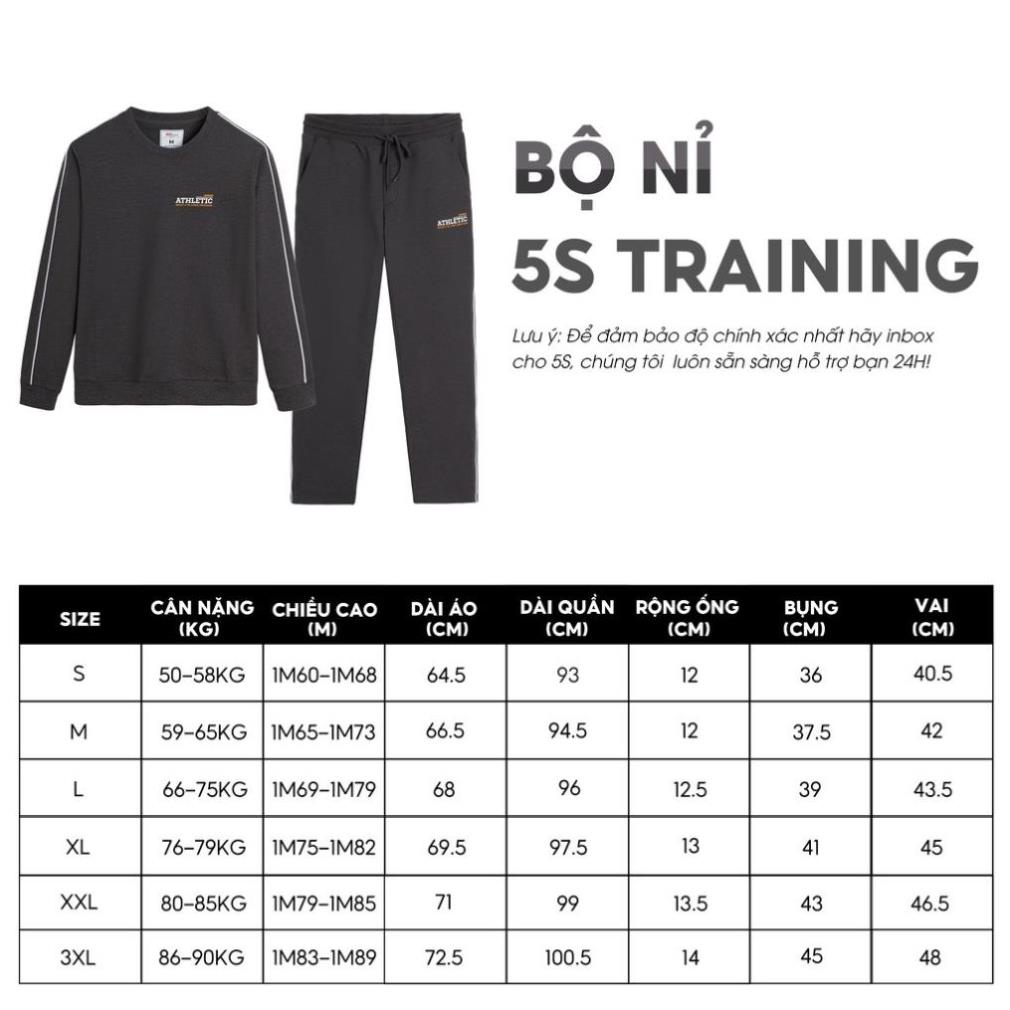 Bộ Quần Áo Nỉ Nam 5S ATHLETIC, Chất Cotton USA Cao Cấp,Thiết Kế Nổi Bật, Thể Thao (BNI22001)