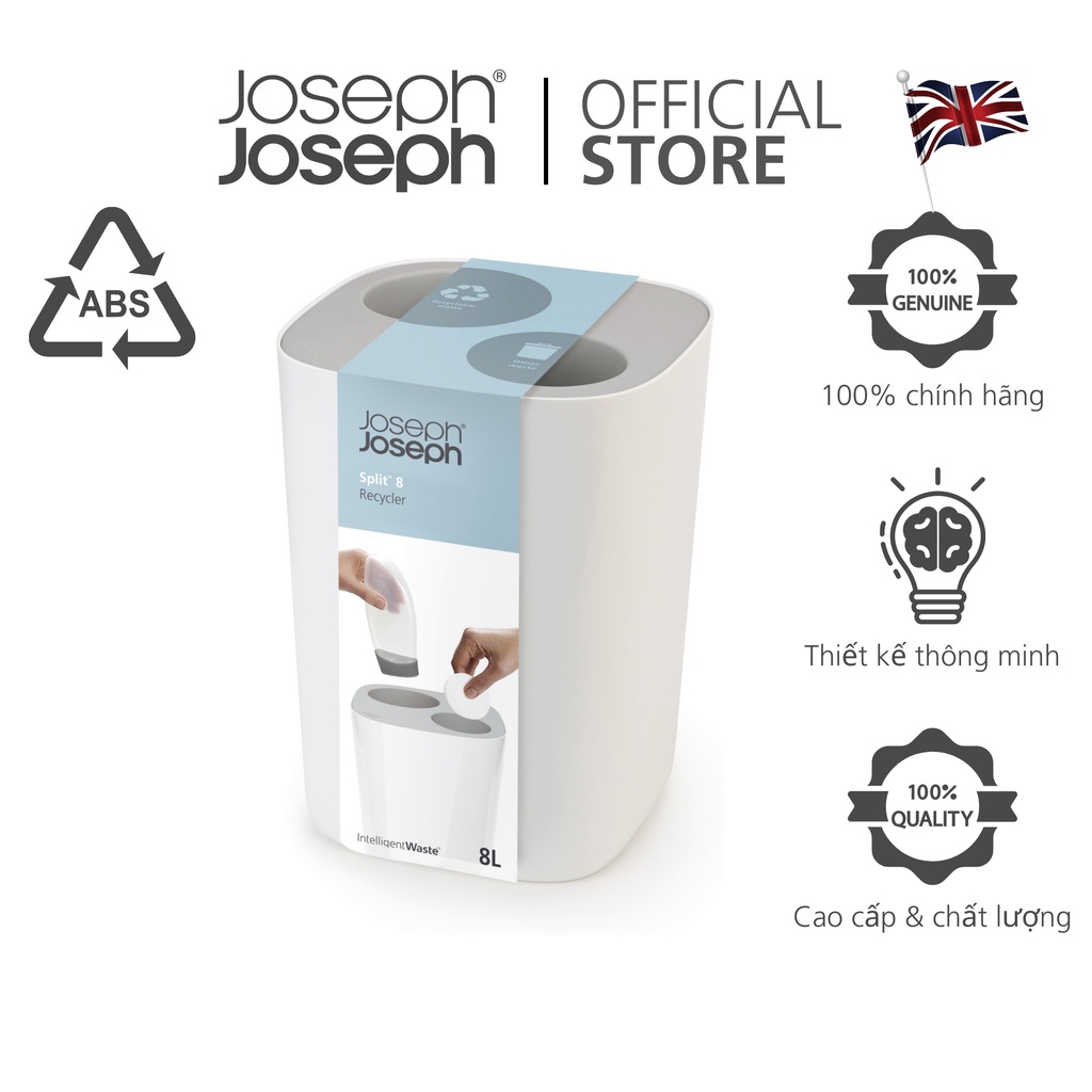 Thùng rác phòng tắm cao cấp Joseph Joseph 705140 - Split 8L Waste & Recycling Bin Grey