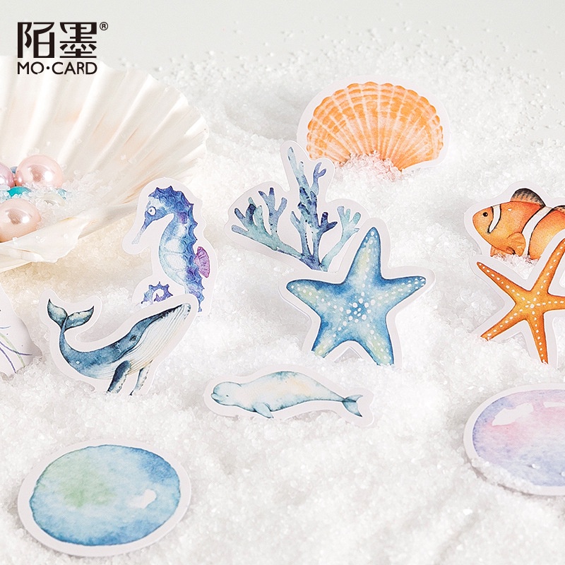 Set 46 Miếng Dán Trang Trí Hình Động Vật Biển Dễ Thương