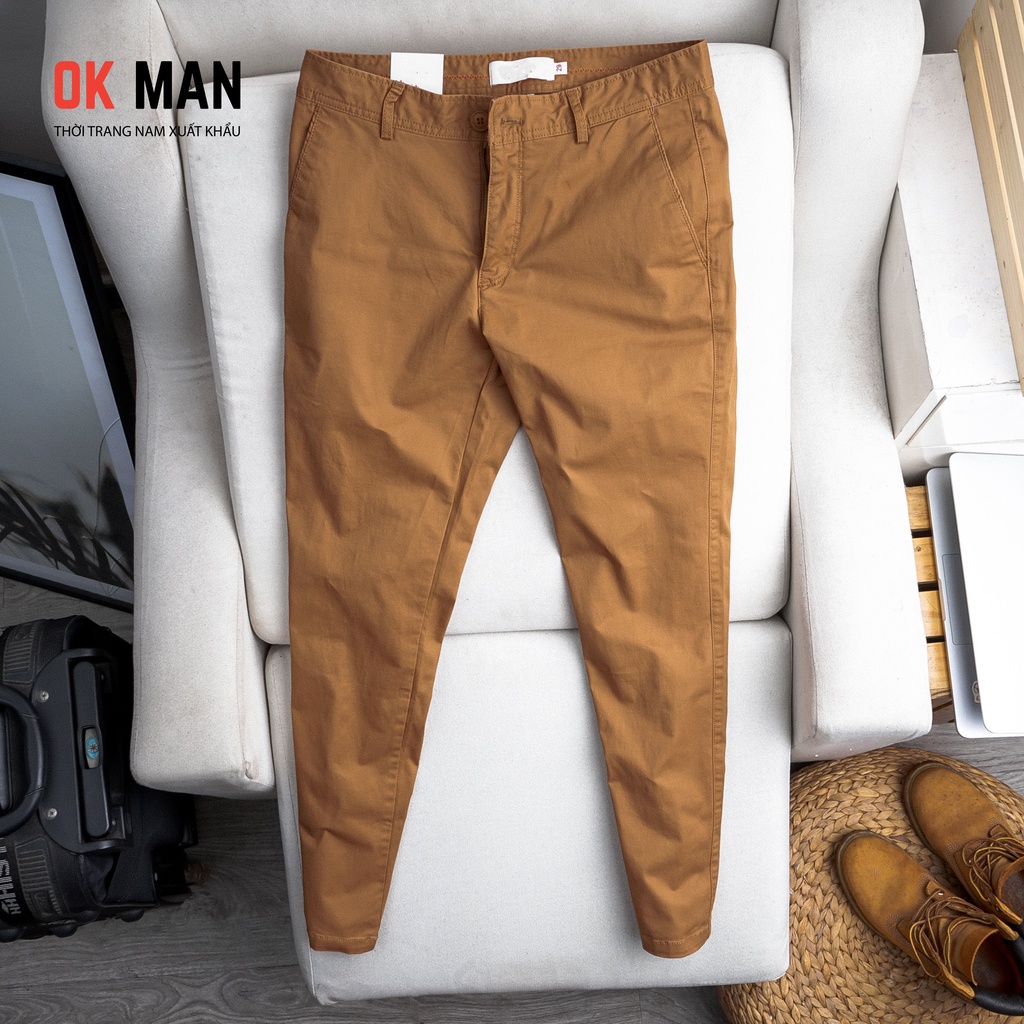 Quần kaki nam, form slimfit, 5 màu, co giãn tốt, OkMan
