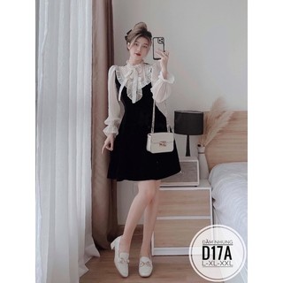 BIGSIZE Đầm nhung tay phối D17A