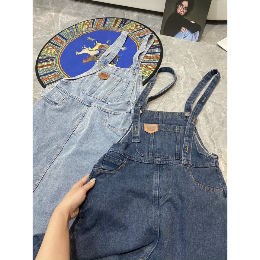 Váy yếm bò dày dặn cá tính thời trang chất jean không co giãn 2 màu-Minxy shop