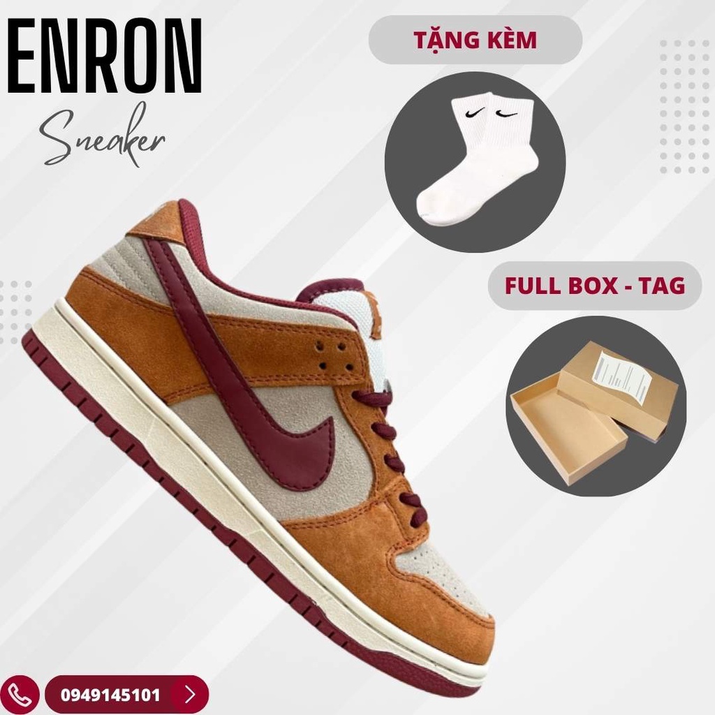 Giày Sneaker Nike SB Dunk Low Blood Orange, Giày Thể Thao Nam Nữ Nike Thấp Cam Da Lộn, Full Box + Free Tất Nike