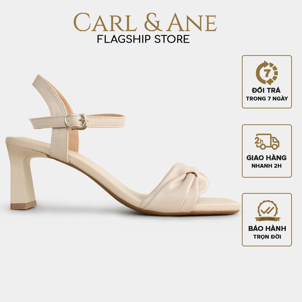 Carl & Ane - Giày cao gót nữ hỡ mũi quai nơ phối dây cao 6cm màu hồng - CS018