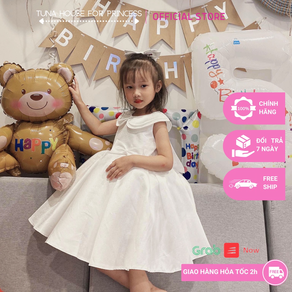 Váy đầm xoè công chúa thiết kế cho bé gái cổ sen sát nách sang chảnh - Tuna House For Princess