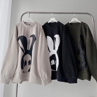 [ẢNH THẬT -CÓ SẴN ĐEN RÊU TAN NHẠT] Áo Sweater RABBIT Thỏ Đen Form Rộng Màu Rêu Xanh Unisex Nam Nữ - Suti House