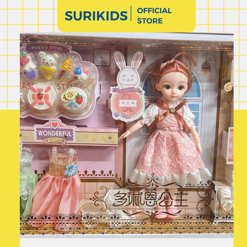 Hộp Búp bê barbie cao cấp làm quà cho bé siêu dễ thương SURIKIDS