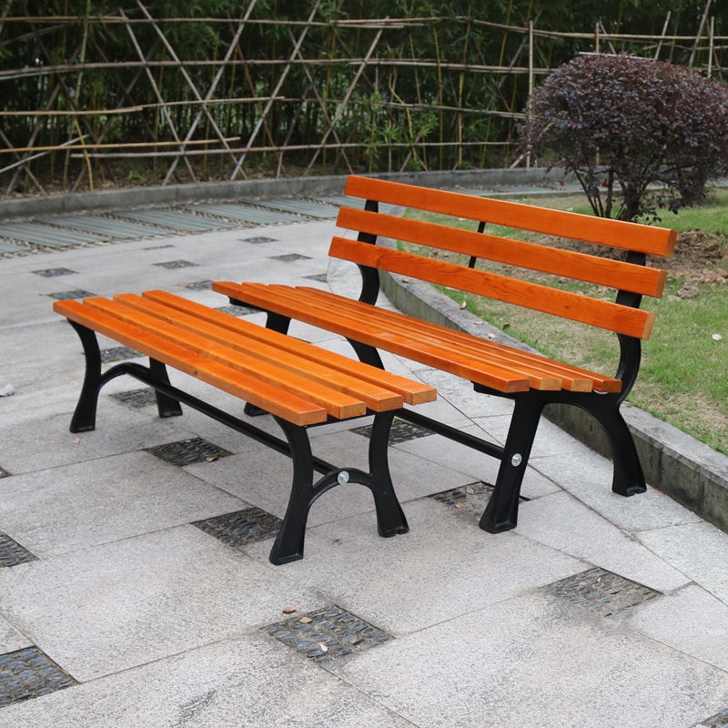 Ghế công viên bằng gỗ nhựa Ghế Dài Ngoài Trời tựa lưng ghế vườn hình vuông giải trí ghế dài bằng sắt