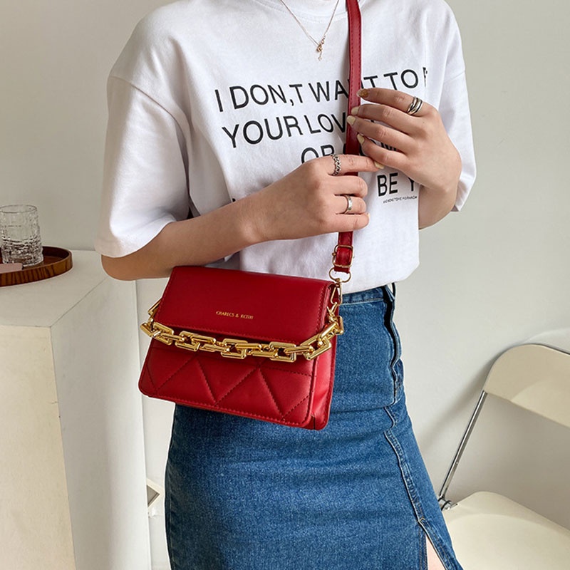 Mischa Túi Đeo Vai Hình Vuông Cỡ Nhỏ Bằng Da PU Màu Trơn Phong Cách Phương Tây Thời Trang