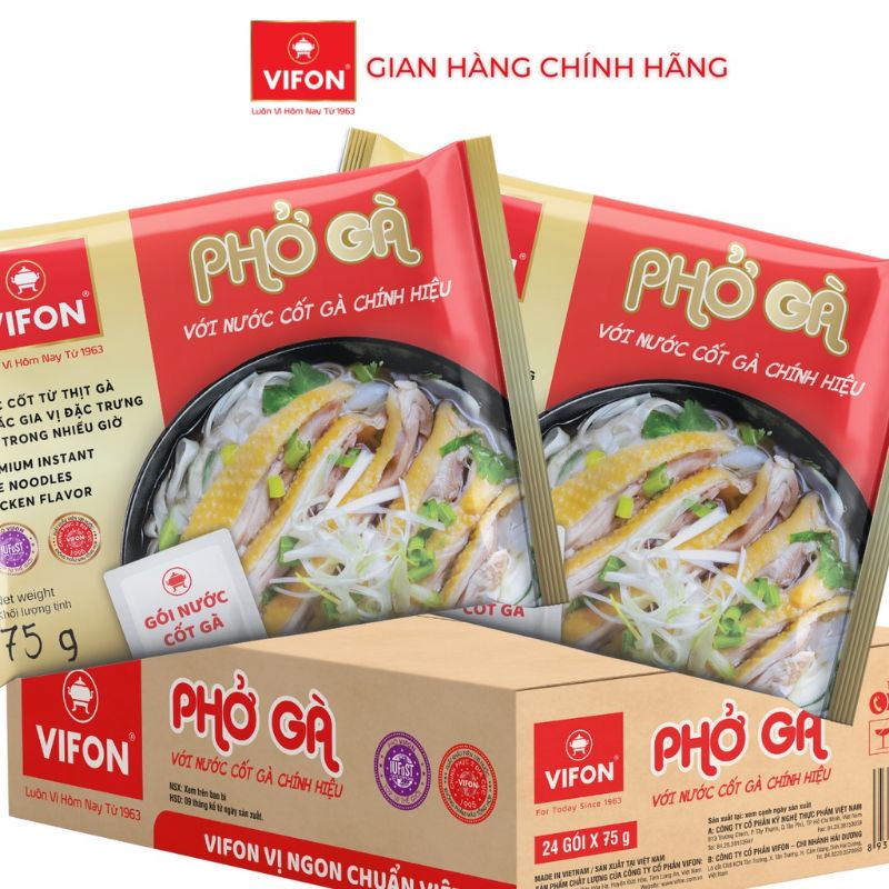 (Bao bì mới) Phở Vifon bò / gà có gói nước nốt bò chính hiệu 75g (đủ 2 vị best seller)