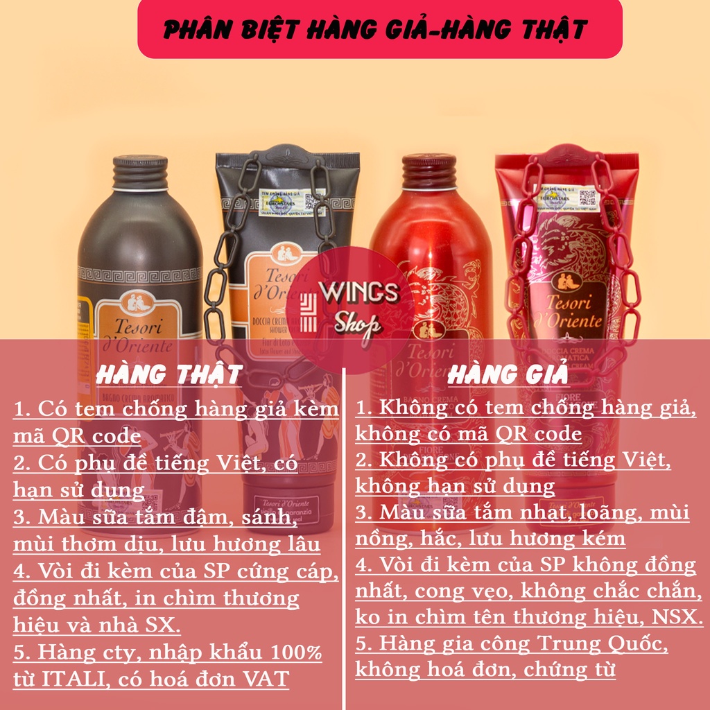 Sữa tắm xích Tesori d'Oriente cao cấp giúp trắng da, hương nước hoa 250ml-500ml | Wings Shop