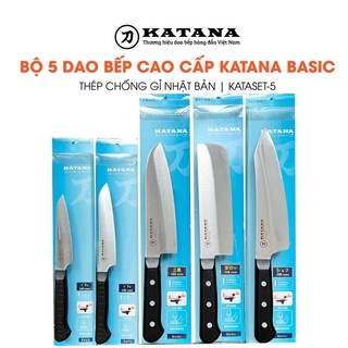 Bộ dao bếp 5 chiếc KATANA THÉP NHẬT BẢN cao cấp xuất khẩu Made in Việt Nam chính hãng - Set 5 chiếc