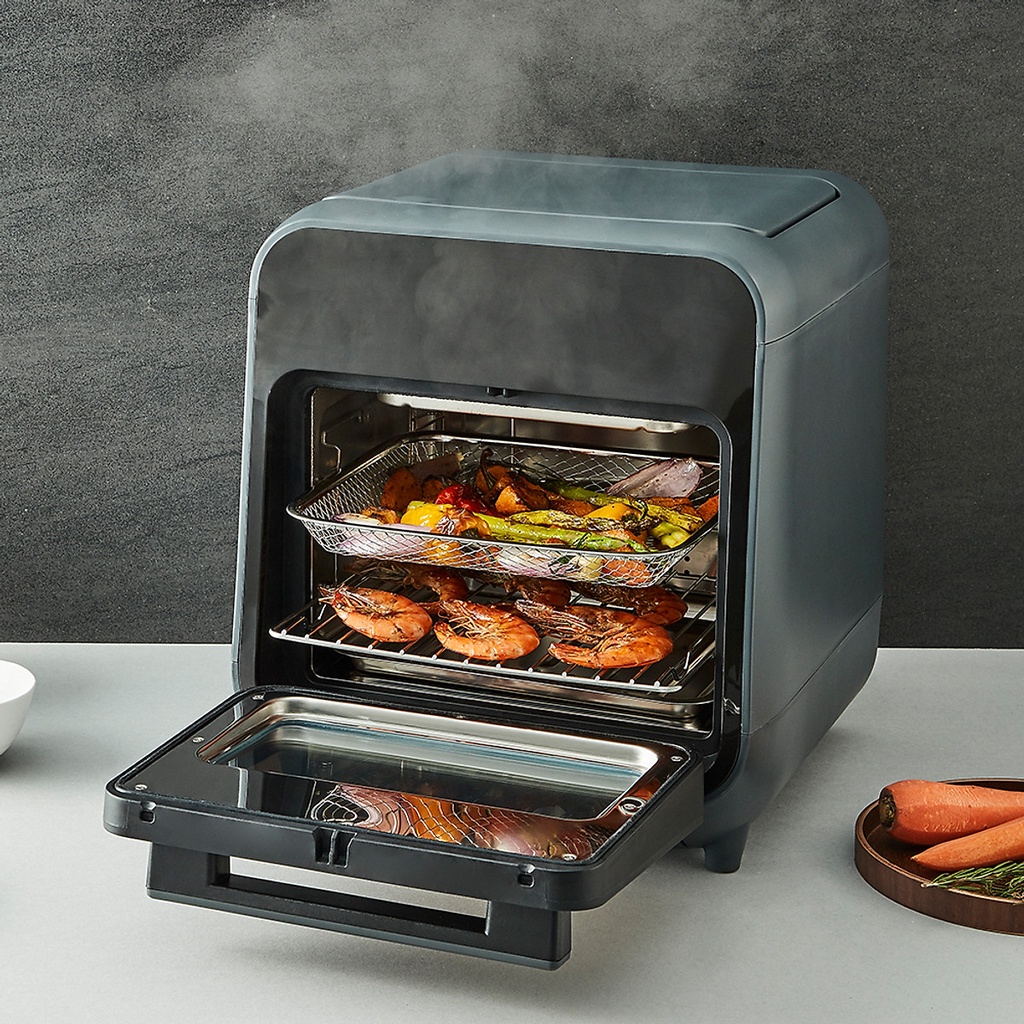 Lò nướng chân không kết hợp chức năng hấp Lock&Lock EJF693GRY Steam Air Fryer Oven 12.5L - Hàng chính hãng