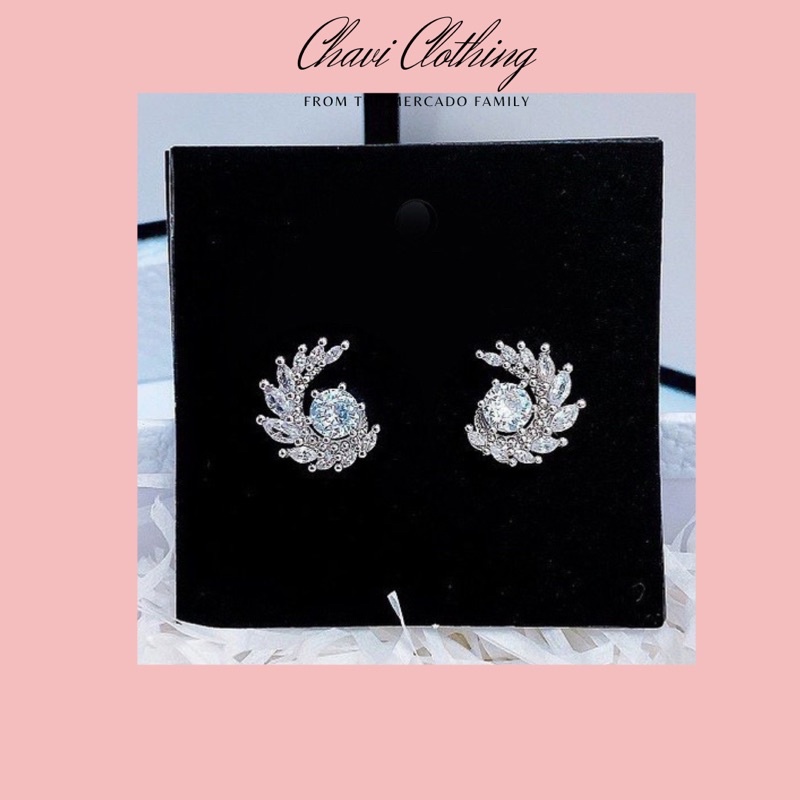 Hoa tai bạc 925 đính đá sáng bền mầu Shop Chavi Clothing
