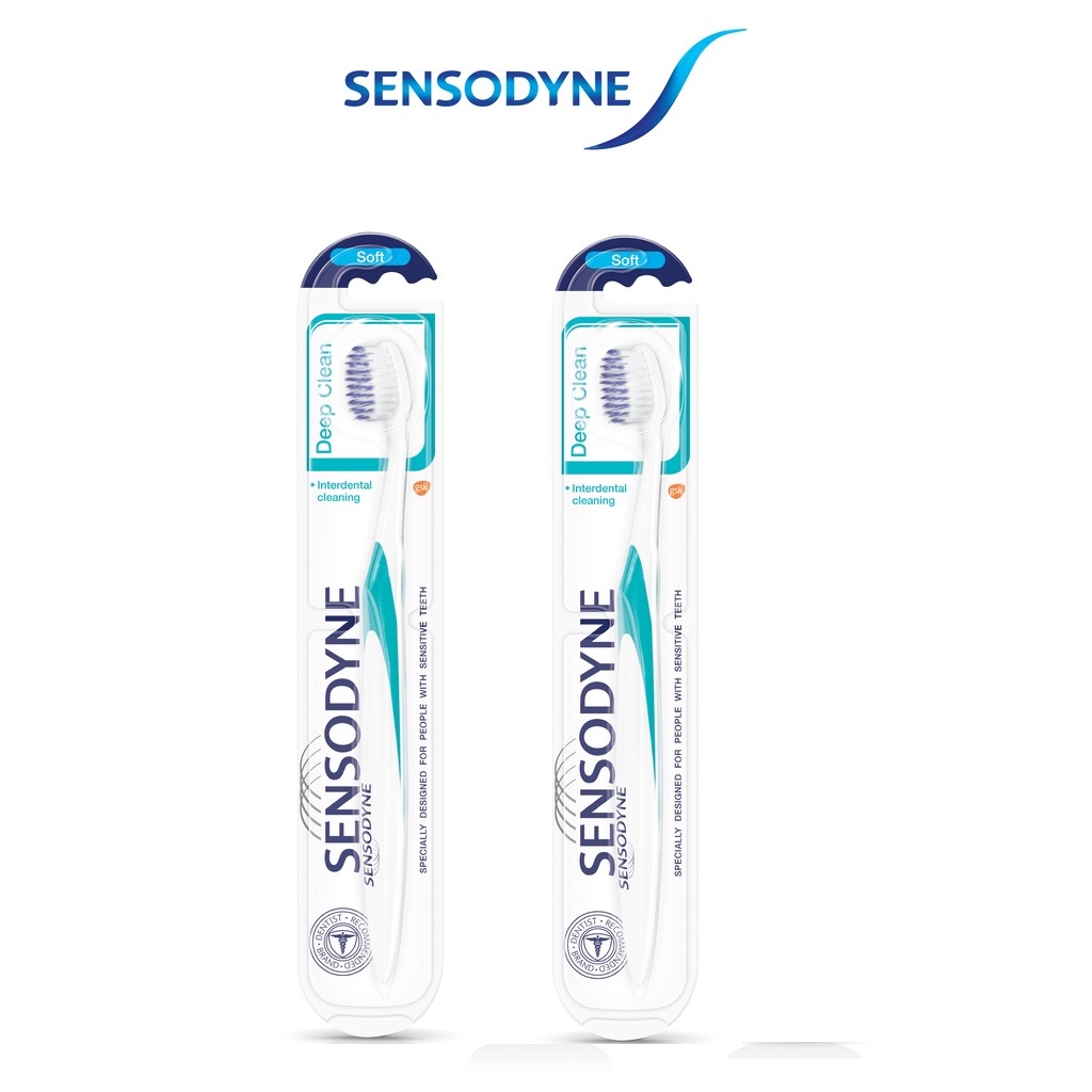 Bộ 2 bàn chải đánh răng SENSODYNE DEEP CLEAN SOFT đầu lông hình oval mềm mượt mát xa chân răng