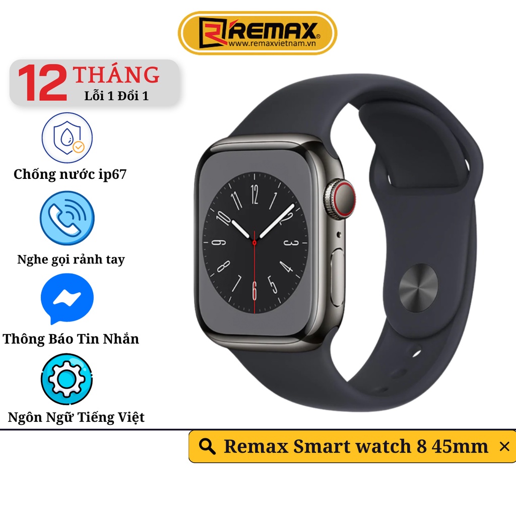 Đồng Hồ Thông Minh Remax Smart Watch 8 45mm - Đầy Đủ Tính Năng Theo Dõi Sức Khỏe, Thể Dục, Nghe Gọi - Remax BH 12 Tháng