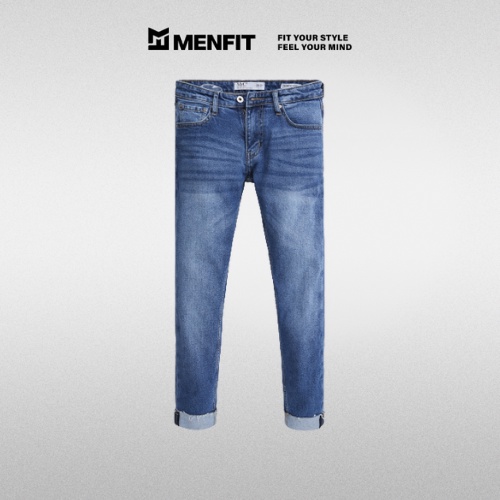 Quần jean nam xanh cao cấp MENFIT 0402 chất denim co giãn nhẹ 2 chiều, chuẩn form, thời trang