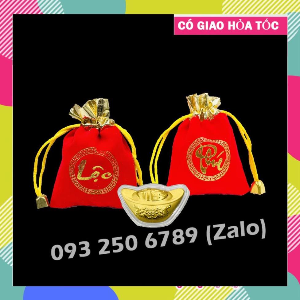 VIP Thỏi Vàng Tài Lộc kèm Túi Nhung Phúc Lộc may mắn, trưng bày biếu tặng, lì xì độc đáo