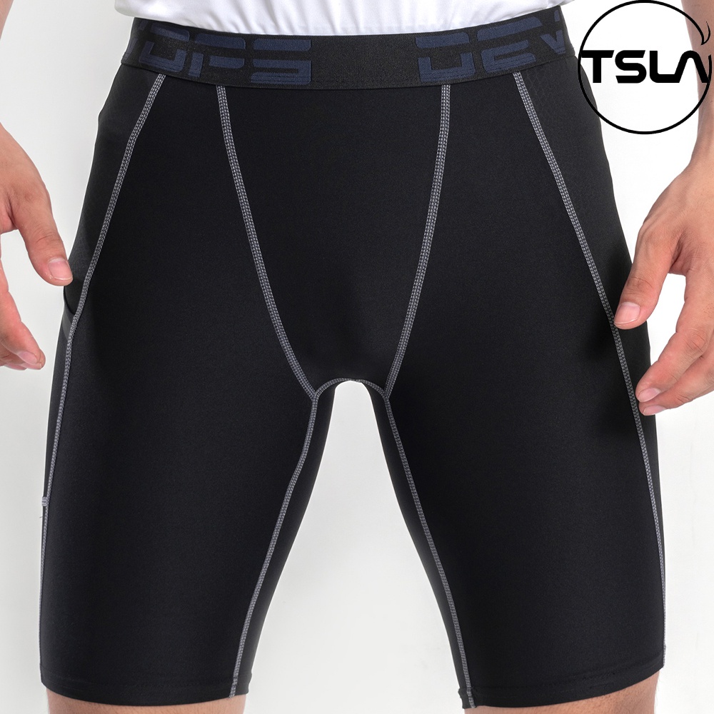 Quần legging nam ngắn có túi thể thao form ôm lưng thun đùi giữ nhệt bó cơ combat tập gym đá bóng rổ TSLA  DEL1002