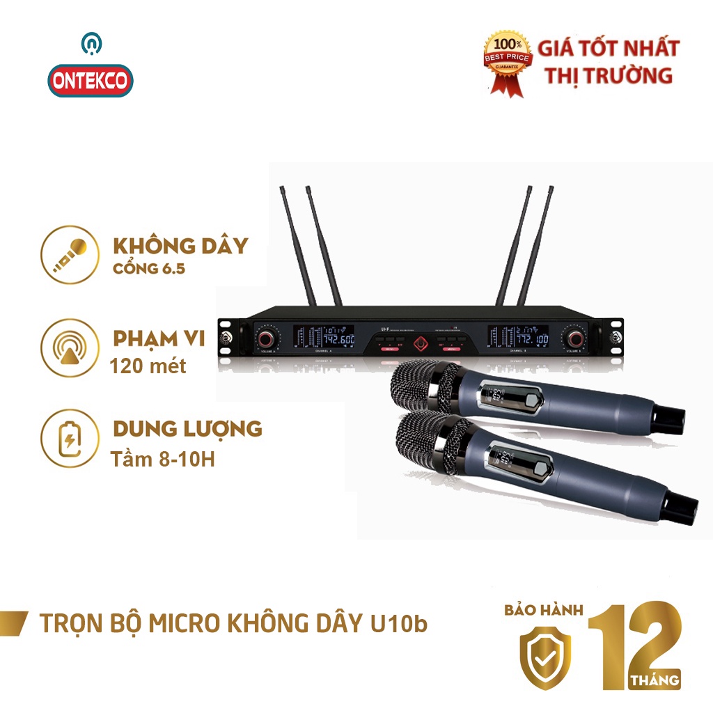 Micro không dây hát karaoke Ontekco U19 cho Loa kéo, amply WM - 307/ SV-316 Chính hãng - BH 12 THÁNG