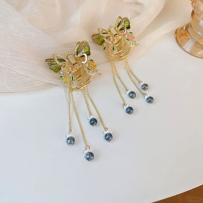 Kẹp Tóc Tua Rua Hình Bướm Đính Ngọc Trai Thời Trang