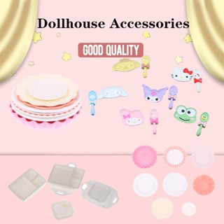 Mô hình đĩa muỗng / khay đựng bánh trang trí nhà búp bê