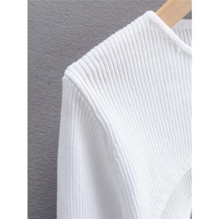 Áo Thun Thể Thao Tay Dài Cổ Tròn Siêu Ngắn Phong Cách Âu Mỹ Thời Trang Xuân Thu Cho Nữ 1203