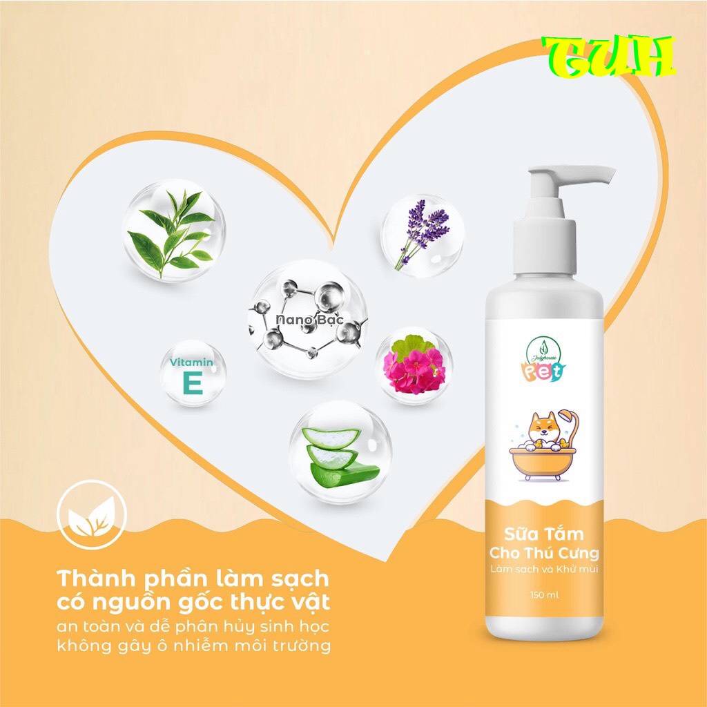 Sữa Tắm Cho Chó Mèo Thú Cưng JULYHOUSE 150ml/500ml Thơm Mát Khử Mùi Hôi TUH