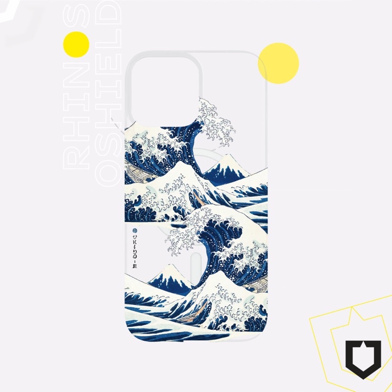 Tấm mặt lưng thiết kế The Great Wave magsafe RhinoShield trang bị vòng tròn từ tính, hỗ trợ sạc không dây