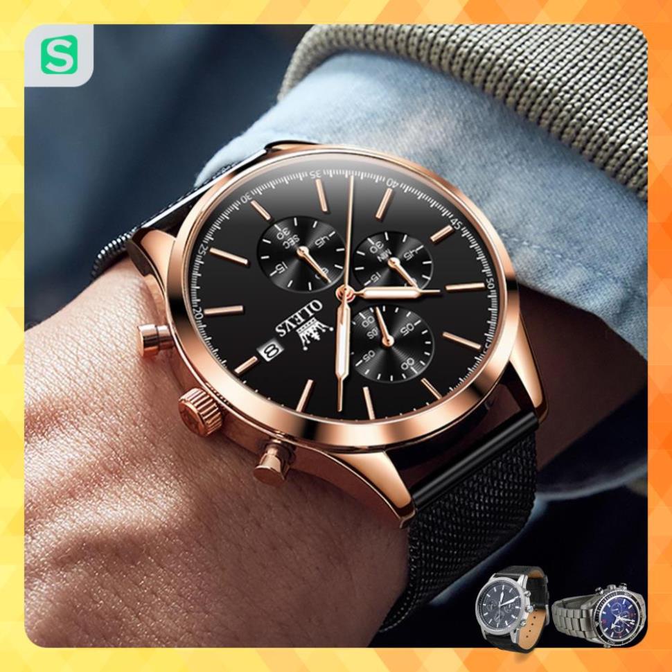 Đồng hồ nam chính hãng OLEVS 2881 Lịch dây đeo bằng thép không gỉ Có chức năng phát sáng chống vô nước