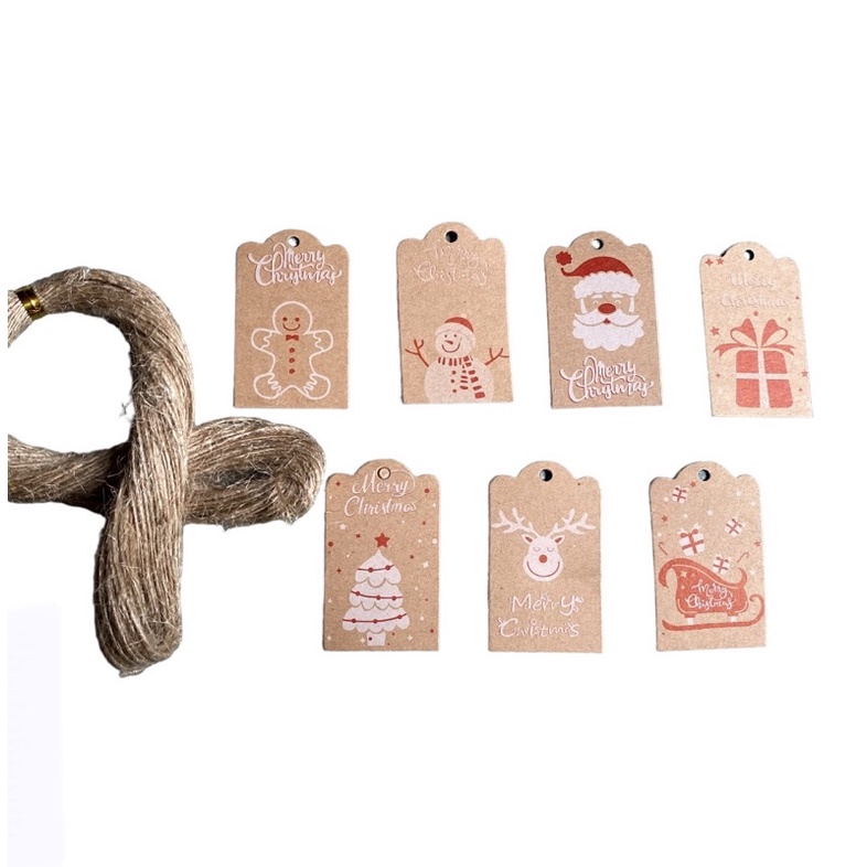 50-100 Tag treo trang trí Giáng sinh Noel MINI 3x5cm mix mẫu