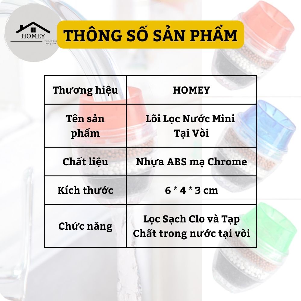 Homey - Đầu Lọc Nước Trực Tiếp Tại Vòi Gồm 5 Tầng Lọc Siêu Tiện Lợi - Thiết Kế Đa Năng Phù Hợp Với Tất Cả Loại Vòi