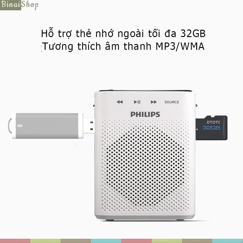 Philips SBM210 - Máy Trợ Giảng Có Dây, Bluetooth, Công Suất 15W Cho Giảng Dạy, Bán Hàng, Hướng Dẫn Viên