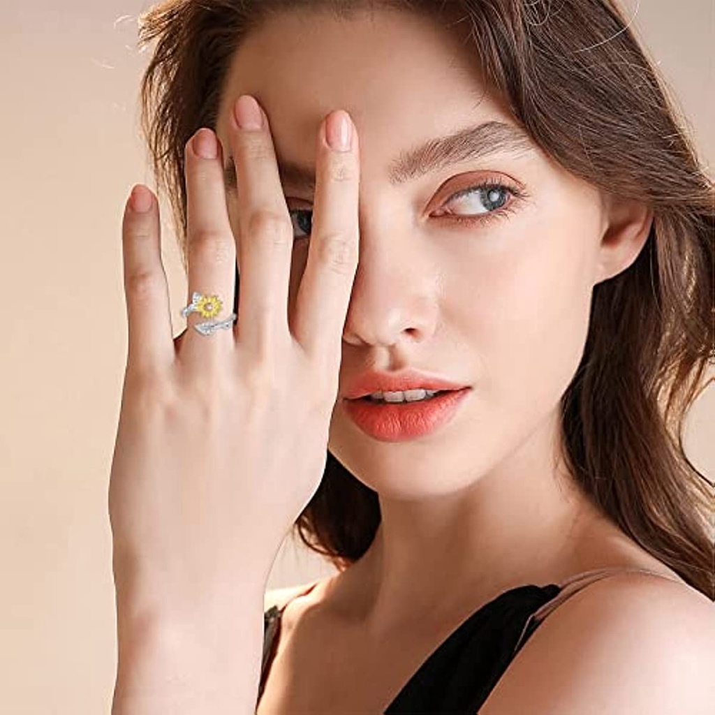 Nhẫn Hở Hình Hoa Hướng Dương Có Thể Điều Chỉnh Kích Cỡ