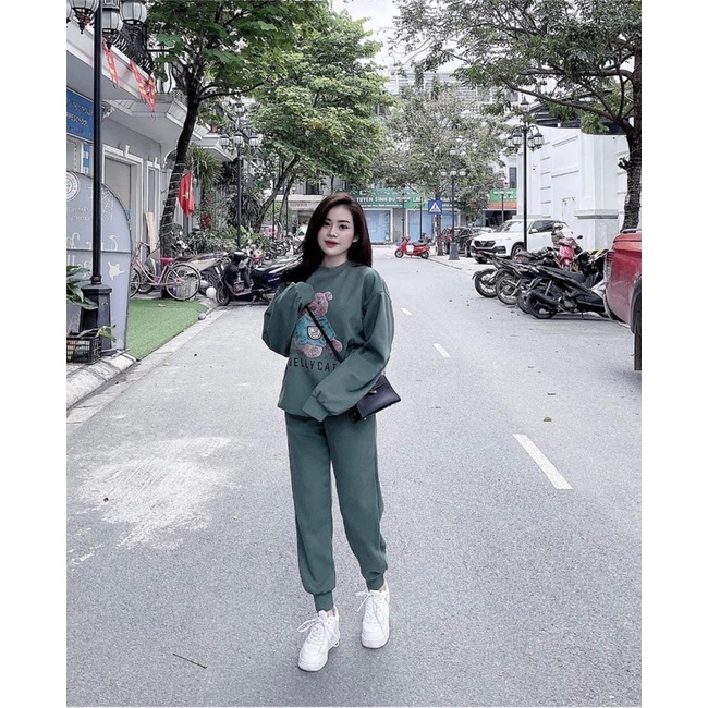 Bộ Nỉ Gấu đủ Màu dáng rộng chất nỉ dày dặn, Sét bộ nỉ mùa đông Dáng Freesize