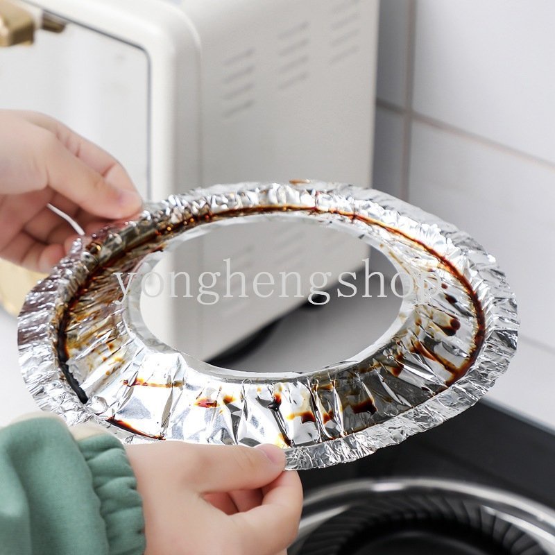 Set 10 Tấm Giấy Bạc Lót Bếp Ga Chống Dầu Chịu Nhiệt Độ Cao Có Thể Tái Sử Dụng Ốp