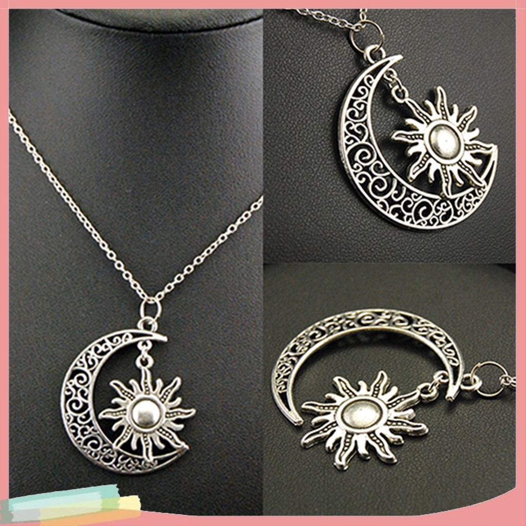 Dây Chuyền Hình Mặt Trăng Và Mặt Trời Phong Cách Cổ Điển Dành Cho Cả Nam Và Nữ