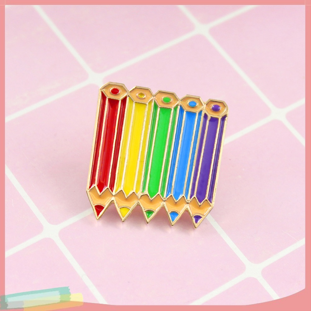 【LK】Cartoon Multicolored Pencils Badge Collar Lapel Brooch Pin Decor Gift