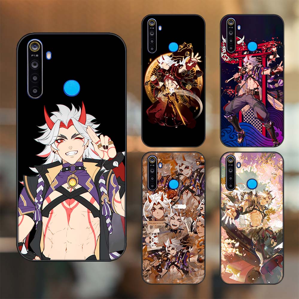 Ốp lưng Realme 5, 5 Pro viền đen in hình Arataki Itto Genshin Impact